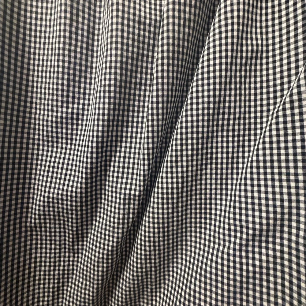 J. Crew Black and White Gingham Square-Neck Puff Sleeve Blouse